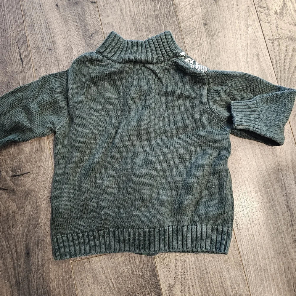 24M Nordic Pattern Green‎ White Blue Zip-Up Sweater Easter Grandpa Fisherman